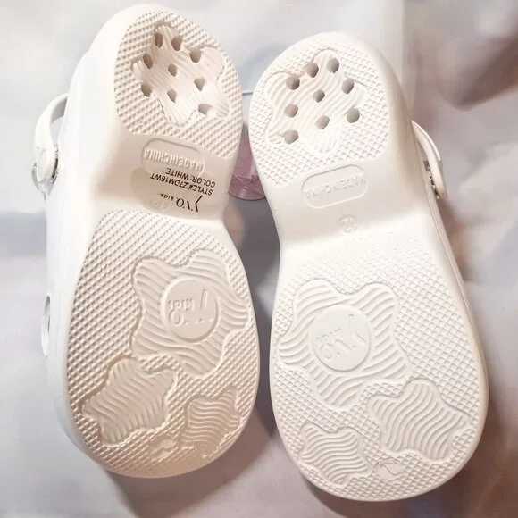 YVO Girls White Platform Chain Clogs Size 12 Acrylic Bow NEW w/ Tags - Picture 3 of 8